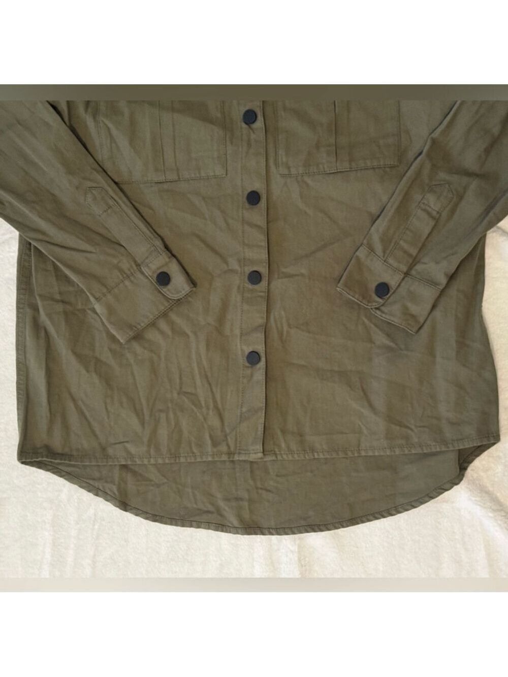 Malibu Bum Army Green Shacket Button-Up Utility Layering Top Small - Picture 14 of 15